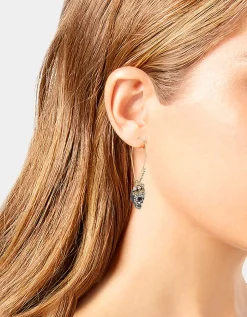 Betsey Johnson Betseys Pave Skull Hook Earrings<Women Jewelry