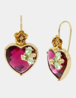 Betsey Johnson Betseys Stone Heart Drop Earrings<Women Jewelry