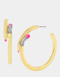 Betsey Johnson Charm School Pencil Hoops<Women Jewelry