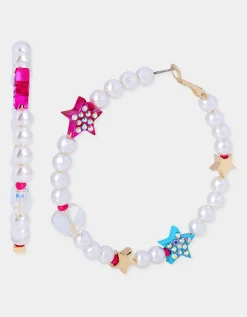Betsey Johnson Kidult Kitsch Pearl Bead Hoops<Women Jewelry