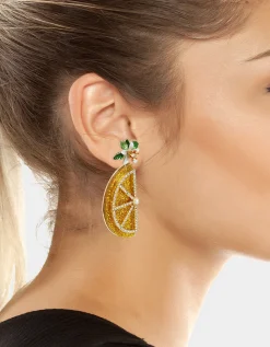 Betsey Johnson Lemon Drop Slice Statement Earrings<Women Jewelry