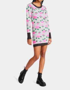 Betsey Johnson Neon Roses Jacquard Sweater Dress<Women Clothing