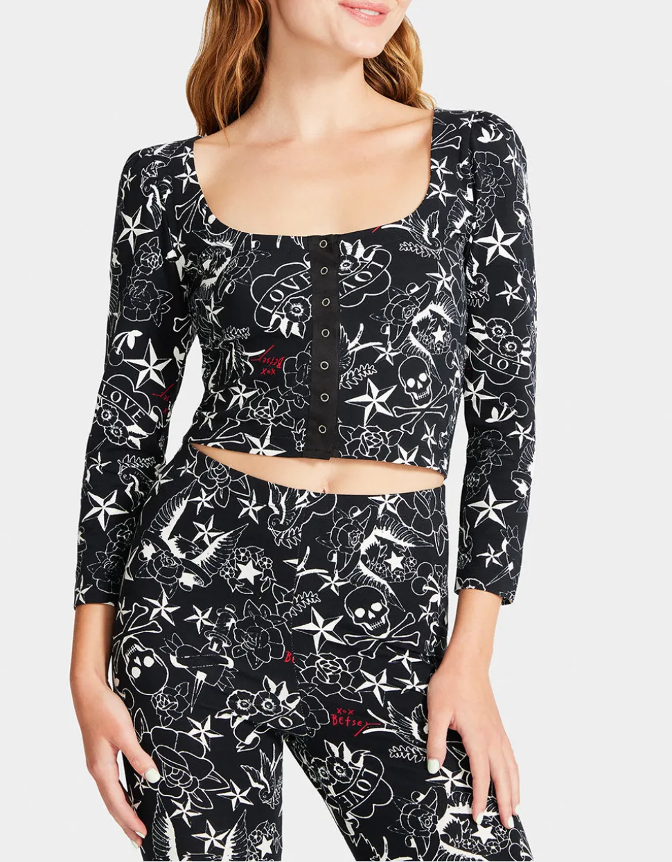 Betsey Johnson Pretty In Punk Vintage Inspired Puff Sleeve Top Nt<Women Clothing