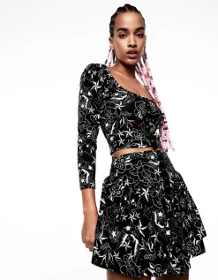Betsey Johnson Pretty In Punk Vintage Inspired Flounce Mini Skirt Nt<Women Clothing