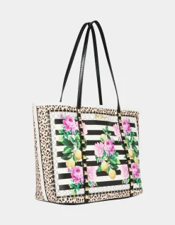 Betsey Johnson Seeing Stripes Tote Black/White<Women Handbags