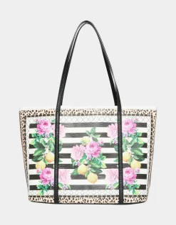 Betsey Johnson Seeing Stripes Tote Black/White<Women Handbags