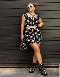 Betsey Johnson 80Th Bash Snap Front Mini Skirt Black/White<Women Clothing