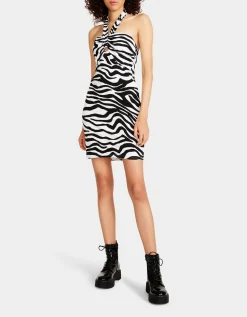Betsey Johnson Wild One Halter Dress Black/White<Women Clothing